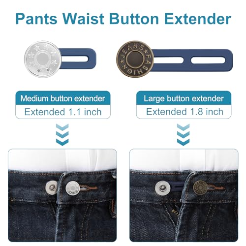 KUNTAERY 6PCS Button Extenders for Jeans, Pants Waistband Expanders, Instant Waist Extender Buttons for Women and Men, No Sew Jeans Waist Extension 1.1-1.8 Inches - Image 3