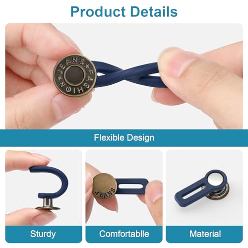KUNTAERY 6PCS Button Extenders for Jeans, Pants Waistband Expanders, Instant Waist Extender Buttons for Women and Men, No Sew Jeans Waist Extension 1.1-1.8 Inches - Image 4