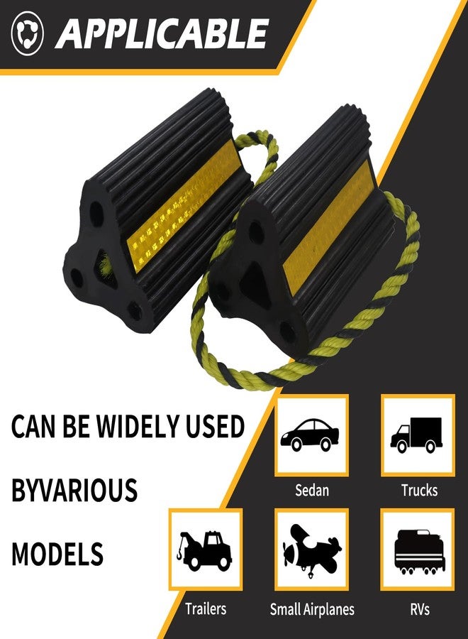 WECARLLE Wheel Chocks [2pair/4pack with Rope] for RV Trailer Camper Truck Car Aircraft Boat, Versatile Rubber Chocks Block Stopper for Tire with Reflective Strips, Utility Trailer Camper RV Accessories - Image 4