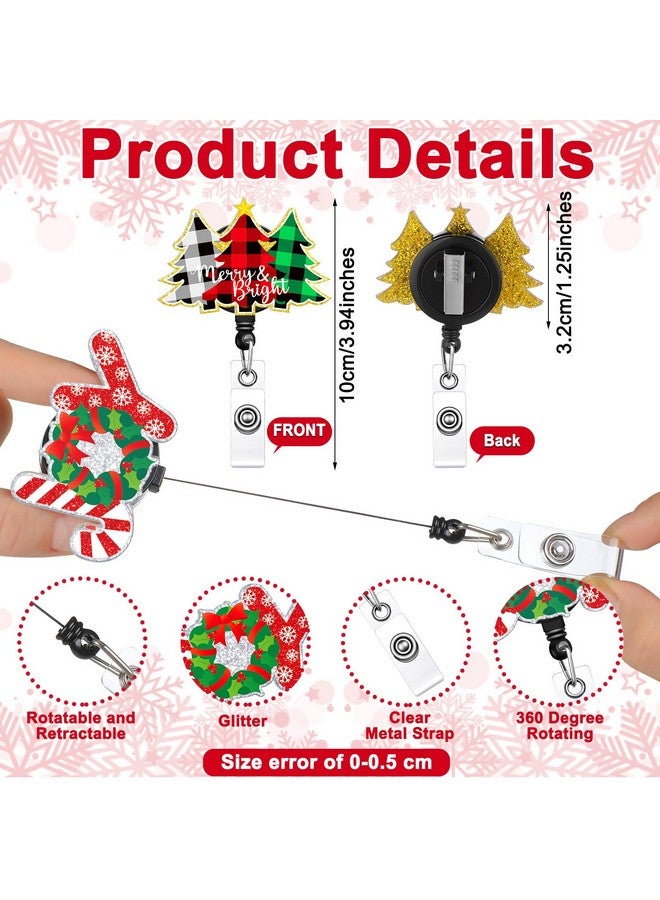 Eersida 3 Pcs Christmas Nurse Badge Holder Christmas Badge Reels Retractable Id Name Badge Holder Joy Christmas Tree I Believe In Santa Badge Reel With Swivel Clip For Nurse Doctor Office Employee - Image 2