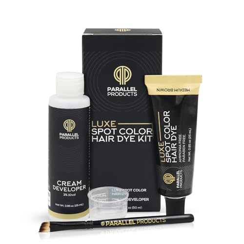 Parallel Products - Luxe Color (Medium Brown) - Cream Hair Dye - 25mL - Tint for Professional Spot Coloring - With Cream Developer, Mixing Dish and Application Brush - Covers Grey Hair - Root Touch Up - Image 1