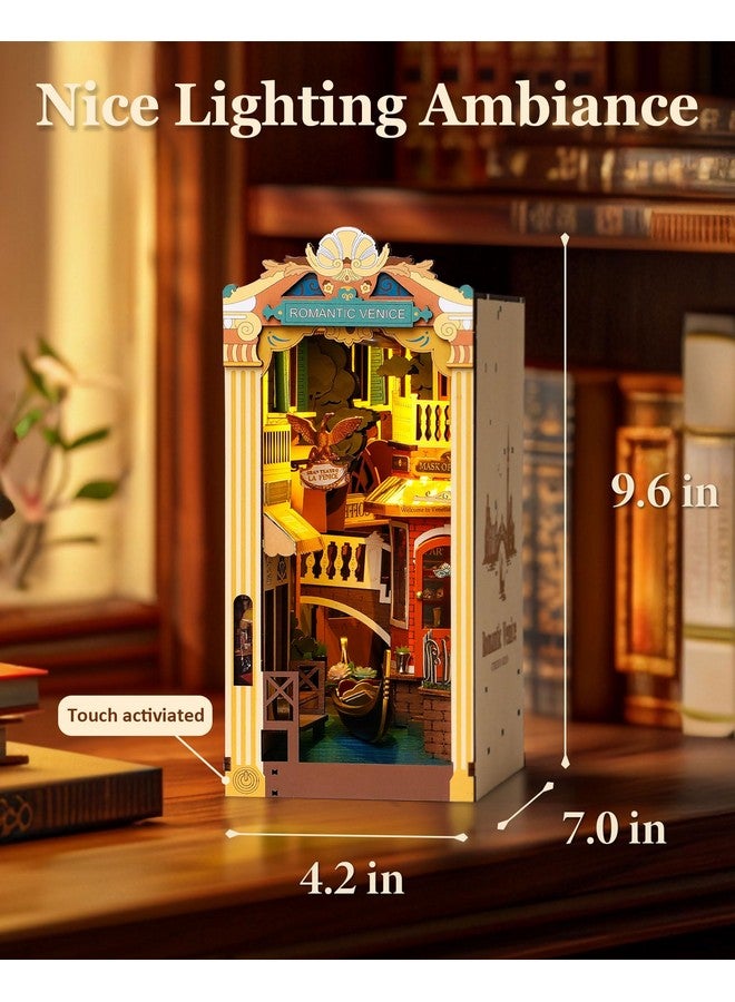 Rolife Rolife DIY Book Nook Kits for Adults 3D Wooden Puzzle-Bookshelf Insert Booknook-Miniature Kit-Gifts for Boys Girls (Romantic Venice) - Image 5
