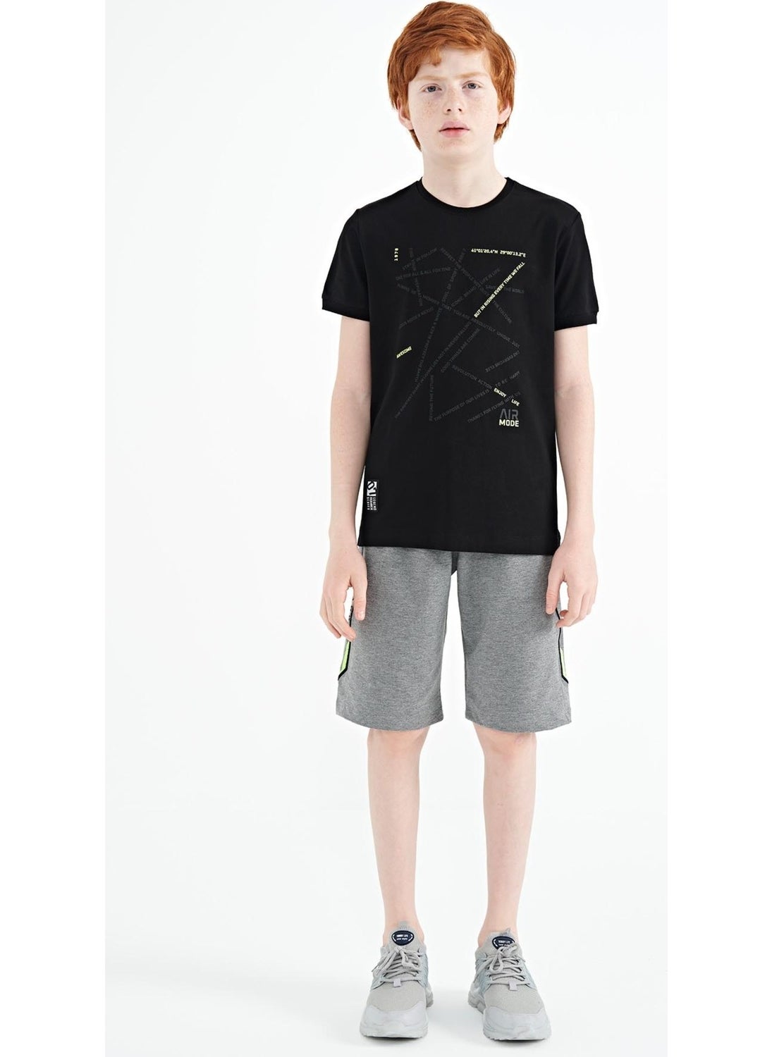 Tommy Life Black Minimal Text Printed Standard Pattern O Neck Boy T-Shirt - 11132  - Image 3