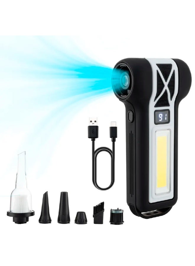 BlueFire Handheld Air Blower 30000 RPM USB Rechargeable Dust Cleaning Tool with Multi Nozzles Work Light Black - Image 1