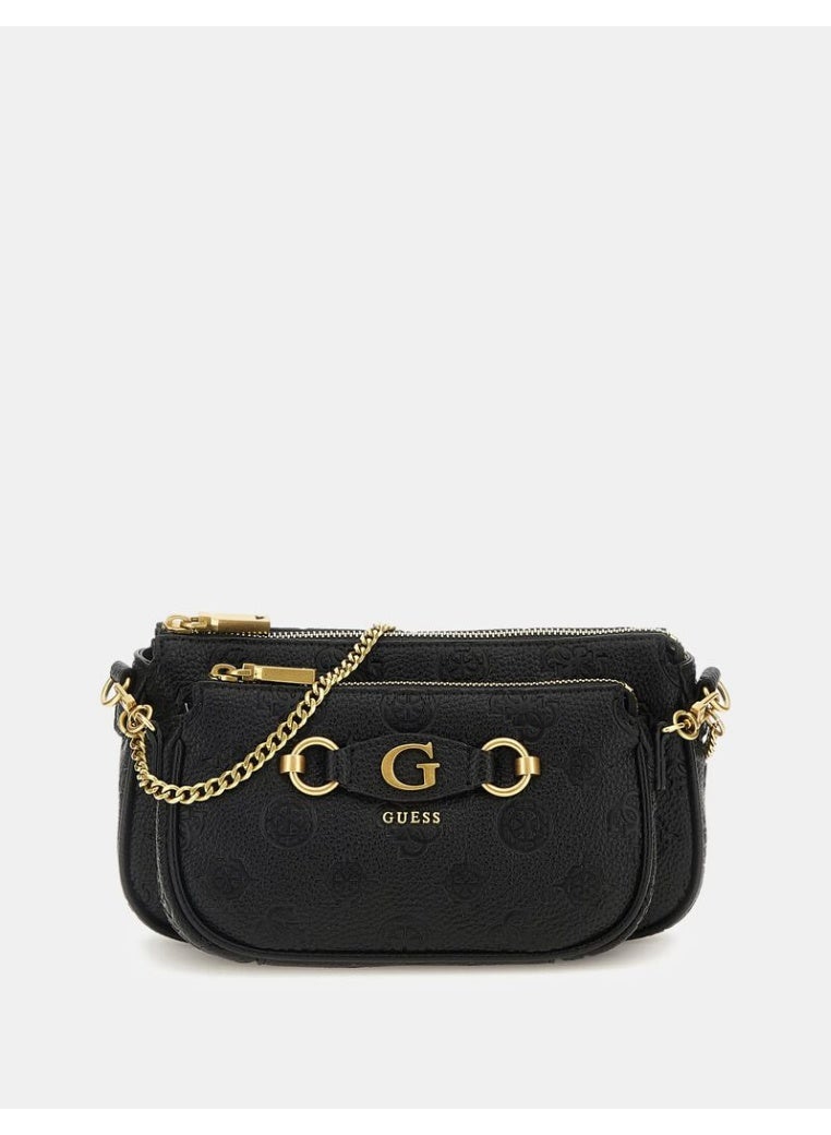 GUESS Izzy 4G Peony logo mini crossbody bag - Black - Image 1