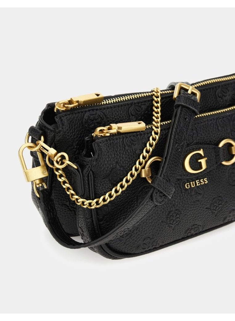 GUESS Izzy 4G Peony logo mini crossbody bag - Black - Image 3