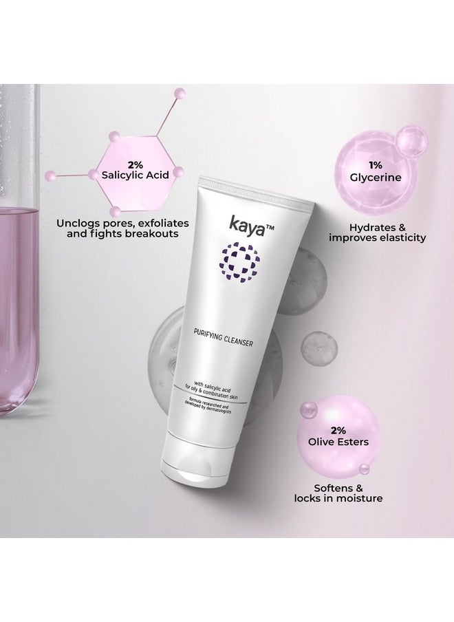 kaya - Acne Care Purifying Cleanser Salicylic Acid Face Wash Reduces Acne & Pimples For Pimple Prone Skin Face Wash For Oily Skin, 100Ml - Image 1