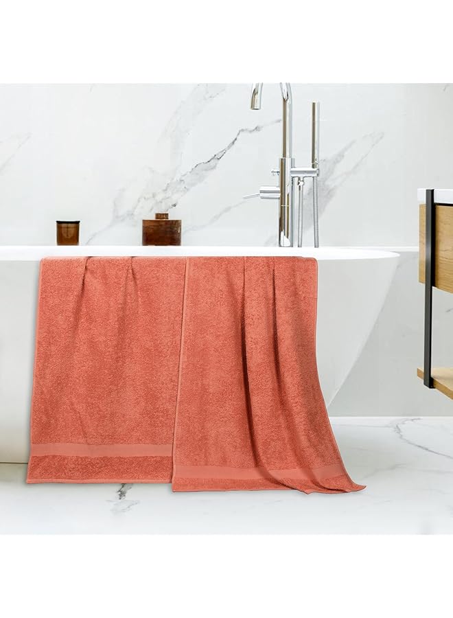 erorex Eco Friendly 100 Percent Cotton Towel Set 2 Piece Coral - Image 5