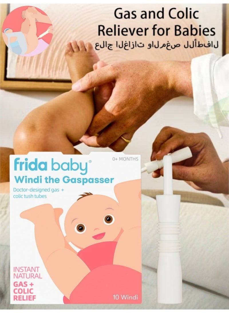 فريدا بيبي مخفف الردة والكوليك لرضع Windi Baby | 10 قطع | موصى به أطباء الأطفال | طبيعي وبدون BPA | تخفيف فوري للمولودين والأولاد الصغار | ناعم وسهل الاستعمال - Image 2