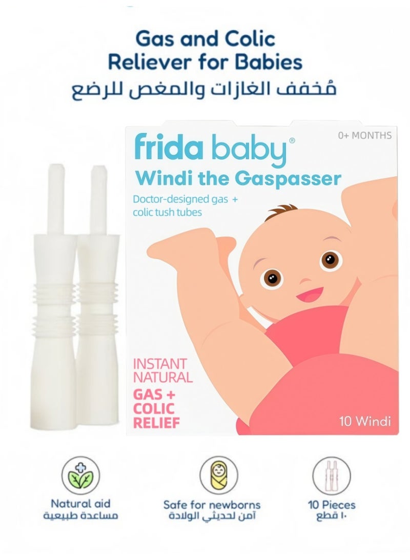 فريدا بيبي مخفف الردة والكوليك لرضع Windi Baby | 10 قطع | موصى به أطباء الأطفال | طبيعي وبدون BPA | تخفيف فوري للمولودين والأولاد الصغار | ناعم وسهل الاستعمال - Image 1