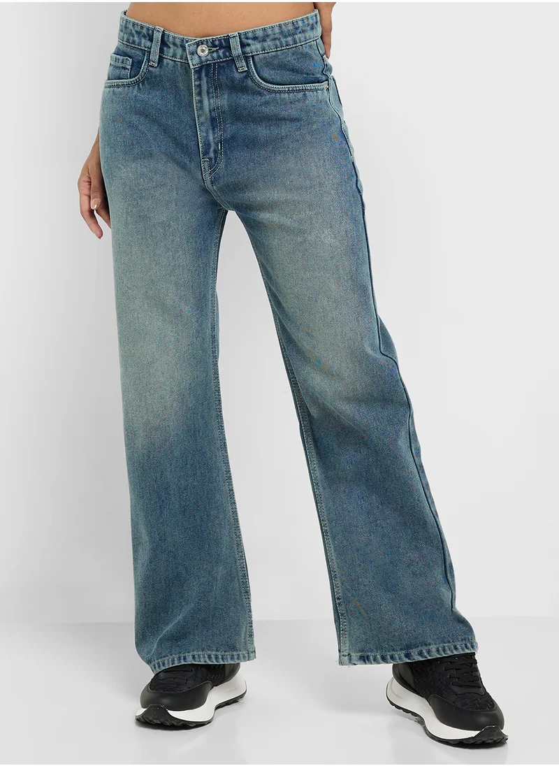 جينجر High Rise Straight Fit Jeans
