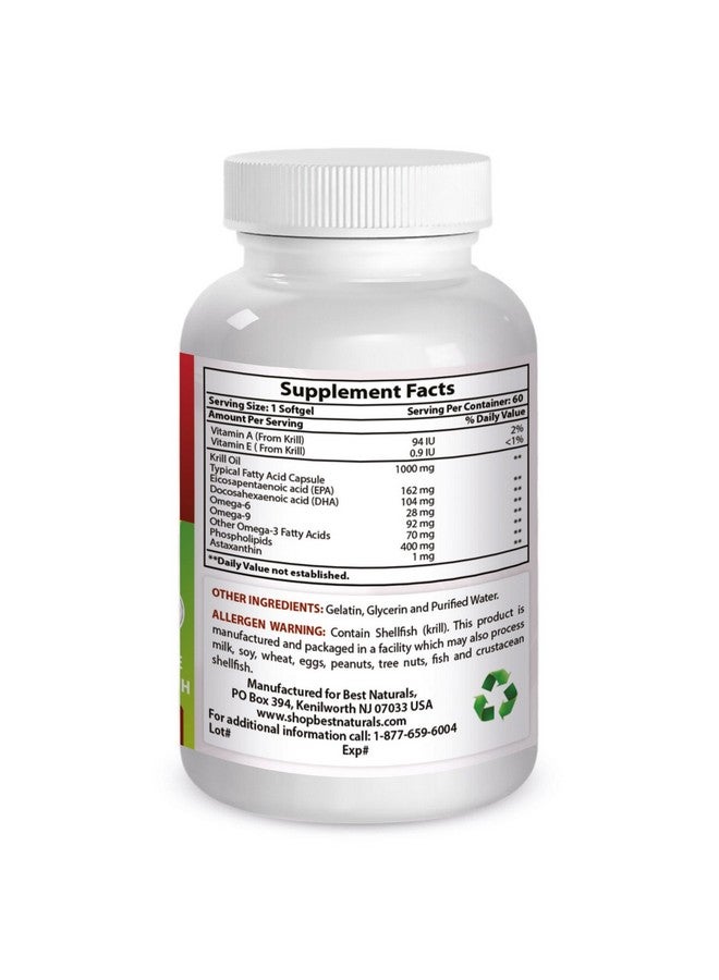Best Naturals Best Naturals Krill Oil Soft Gel, 1000 mg, 60 Count  - Image 2