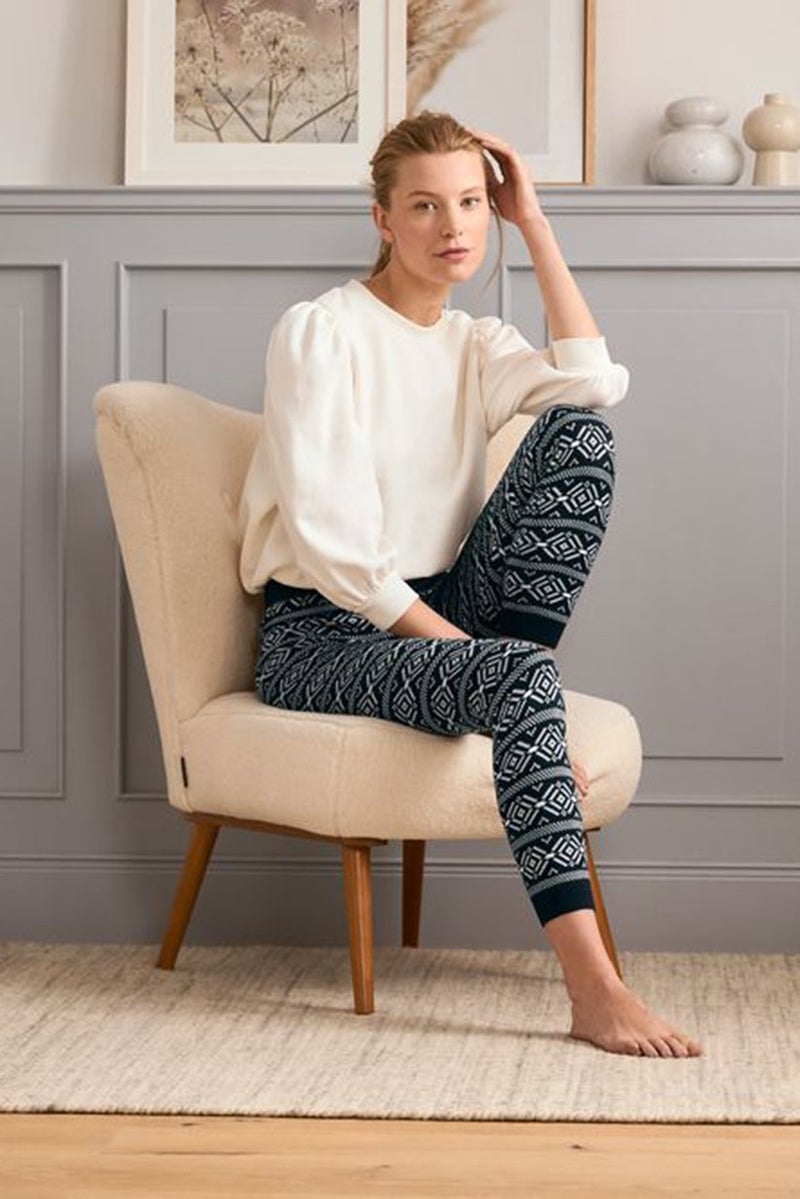 Tchibo ليجنز نسائية محبوكة بتصميم تجريدي، كحلي - Image 1