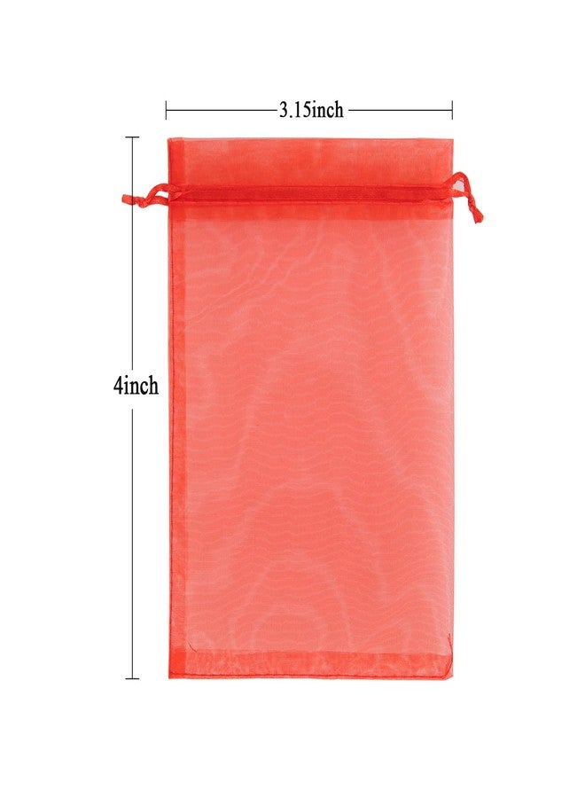 Ponpon 100pcs Assorted Color Organza Bags, Drawstring Mesh Bags for Candy Jewellery Random Color(3.15x4inch) - Image 2