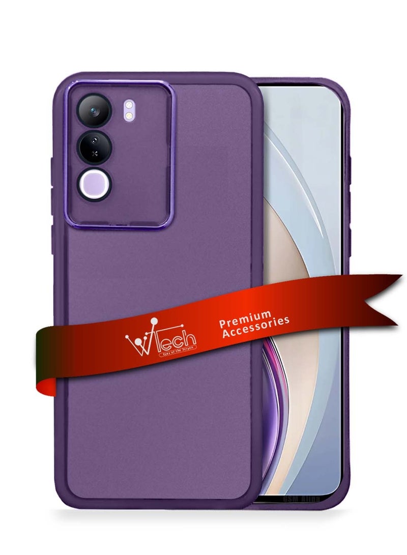 Wtech vivo V40 Lite (IDN) 5G 2024 Soft Transparent TPU Silicone Ultra Thin Phone Stylish Electroplated Camera Border Back Case Cover - Eggplant Purple - Image 1