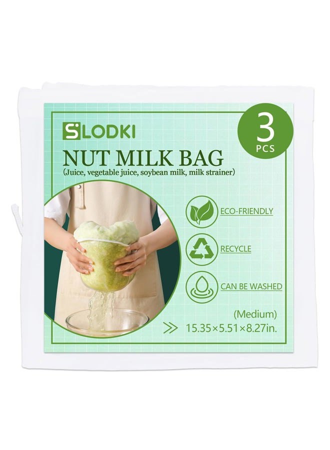 Slodki Cheese Cloth Bag For Straining, Nut Milk Bag - Reusable Straining Bags For Nut Milk, Soy Milk, Dumpling Fillings, And More (3, S) (3, M) - Image 1