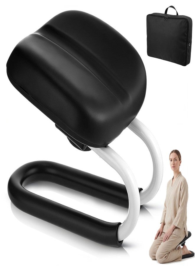 SiliFine Meditation Bench with Carrying Bag, 3 Level Adjustable Metal Meditation Stool, Non-Slip Prayer Kneeling Stool with Cushion, Ergonomic Prayer Chair for Meditations Yoga(Black) - Image 1