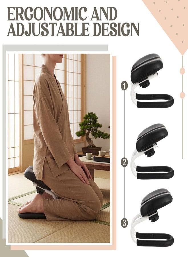 SiliFine Meditation Bench with Carrying Bag, 3 Level Adjustable Metal Meditation Stool, Non-Slip Prayer Kneeling Stool with Cushion, Ergonomic Prayer Chair for Meditations Yoga(Black) - Image 2
