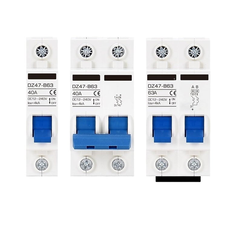 DZ47B 125A 2P قاطع دائرة مصغر للطاقة المزدوجة DC 12V 48V للتركيب على سكة دين - Image 2