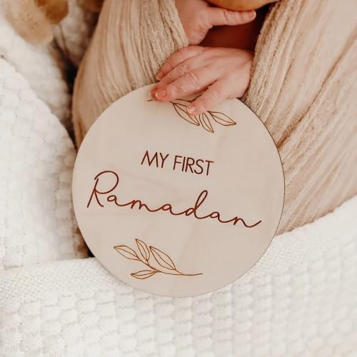 Cliths Set of 2 Reversal Wooden Baby Milestone Discs My First Ramadan, Eid Mubarak Props for Baby Photoshoot Newborn Baby Milestones, Decorations & Gifts - Image 4