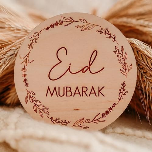 Cliths Set of 2 Reversal Wooden Baby Milestone Discs My First Ramadan, Eid Mubarak Props for Baby Photoshoot Newborn Baby Milestones, Decorations & Gifts - Image 3