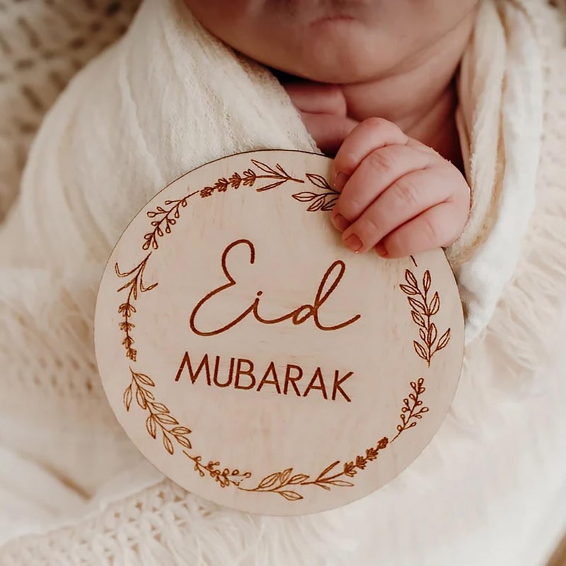 Cliths Set of 2 Reversal Wooden Baby Milestone Discs My First Ramadan, Eid Mubarak Props for Baby Photoshoot Newborn Baby Milestones, Decorations & Gifts - Image 5
