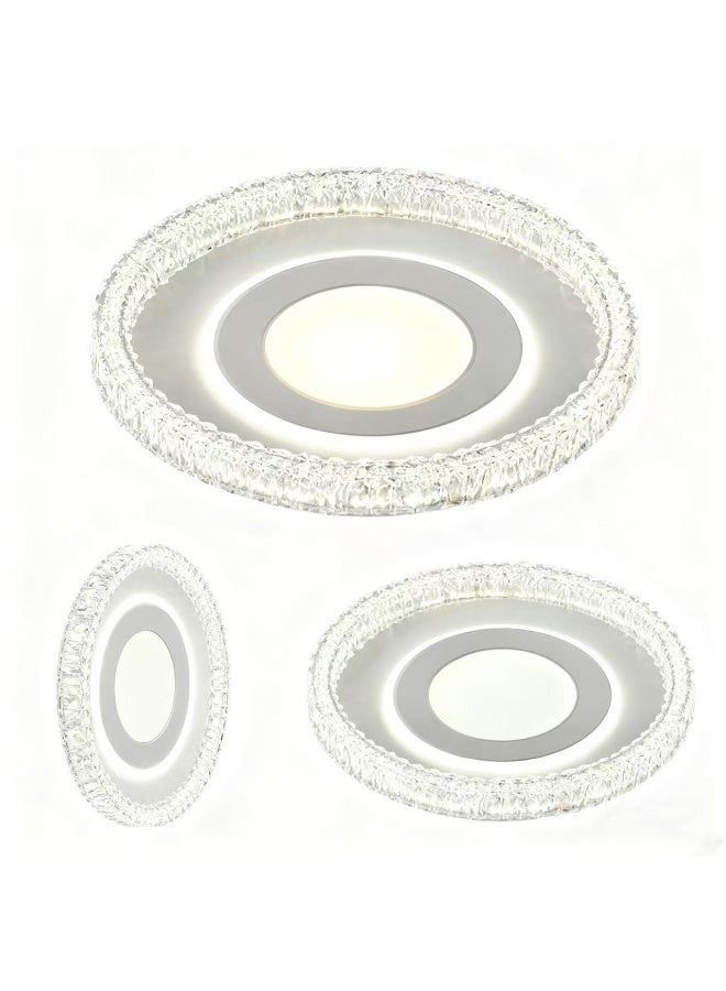 Vmax 100W LED Ceiling Light, 3 Color Temperature (3000K/4000K/6500K), Round Flush Mount Fixture Φ495mm, 8000LM, Crystal Edge Design, Iron + PMMA Body, Bedroom Lighting - Image 3