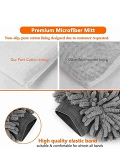 SYOSI 2 Pack Car Wash Mitt Scratch-Free Chenille Microfiber Double Sided Washing Mitts Dual Sided Cleaning Gloves for Dirt  Bugs Sponge Cloths for Cars Home Furniture Trucks Boats  - Image 3