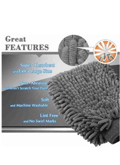 SYOSI 2 Pack Car Wash Mitt Scratch-Free Chenille Microfiber Double Sided Washing Mitts Dual Sided Cleaning Gloves for Dirt  Bugs Sponge Cloths for Cars Home Furniture Trucks Boats  - Image 2