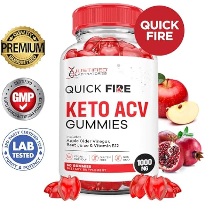 Justified Laboratories (2 Pack) Quick Fire Keto ACV Gummies Advanced Formula 1000MG QuickFire Keto Gummies Apple Cider Vinegar Formulated with Pomegranate Beet Juice Powder B12 Vegan Non GMO 120 Gummys - Image 2