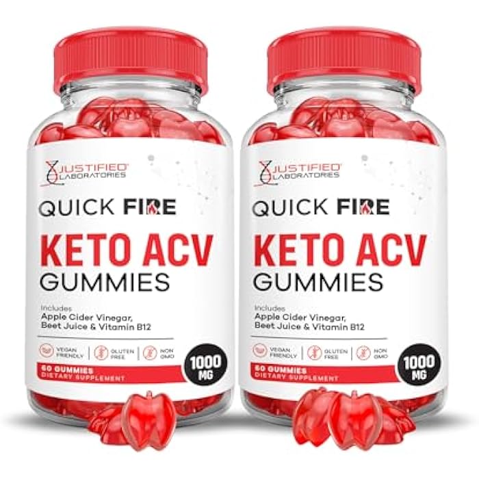 Justified Laboratories (2 Pack) Quick Fire Keto ACV Gummies Advanced Formula 1000MG QuickFire Keto Gummies Apple Cider Vinegar Formulated with Pomegranate Beet Juice Powder B12 Vegan Non GMO 120 Gummys - Image 1
