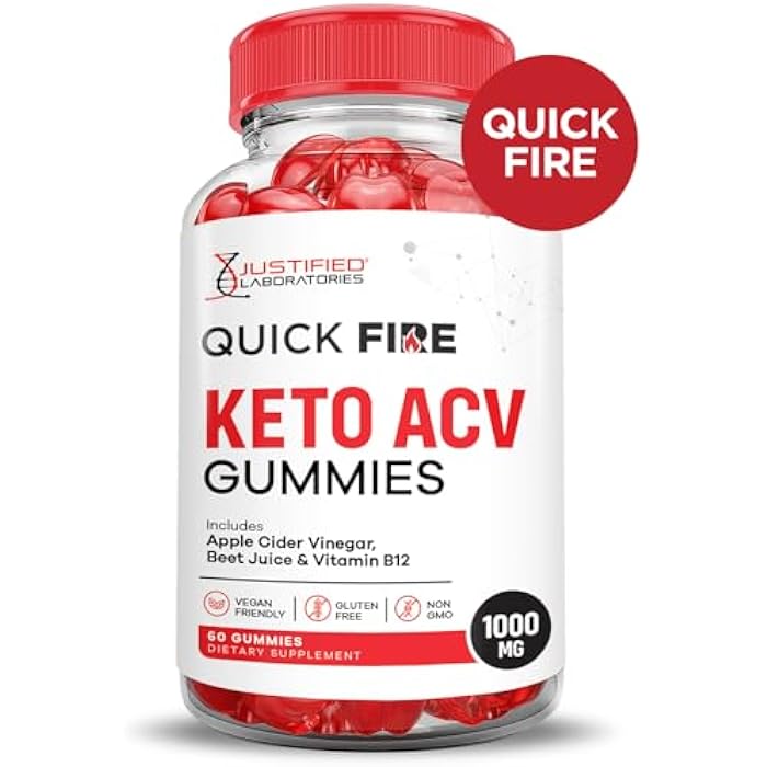 Justified Laboratories (2 Pack) Quick Fire Keto ACV Gummies Advanced Formula 1000MG QuickFire Keto Gummies Apple Cider Vinegar Formulated with Pomegranate Beet Juice Powder B12 Vegan Non GMO 120 Gummys - Image 3