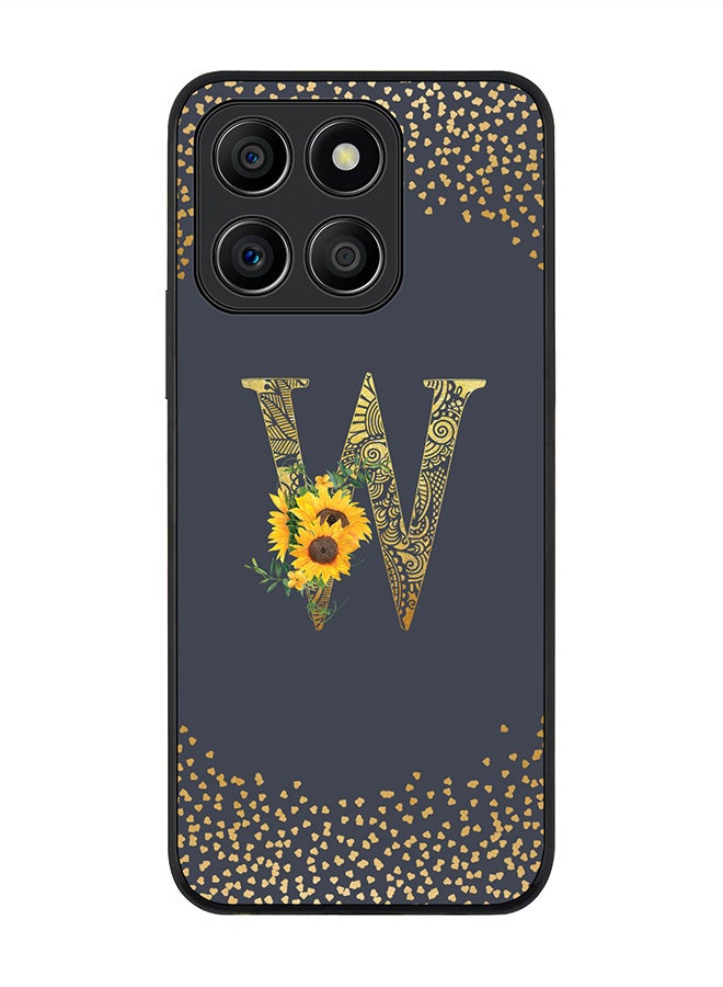Stylizedd Rugged Black Edge Case for Honor X8b, Slim fit Case Cover - Custom Monogram Initial Letter Mandala Floral Pattern Alphabet - W (Grey ) - Image 1