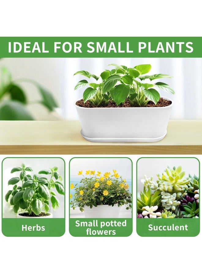 Torfican Planter Window Box with Saucers 5 Sets,Plastic Planters with Multiple Drainage Holes and Trays,Flower Pots for Home Garden Succulents Modern Decorative Window Planter Box,Garden Pot Plant Container - Image 4