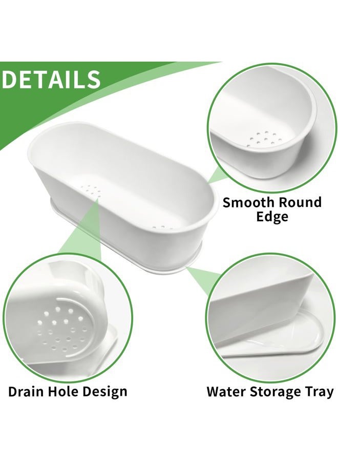 Torfican Planter Window Box with Saucers 5 Sets,Plastic Planters with Multiple Drainage Holes and Trays,Flower Pots for Home Garden Succulents Modern Decorative Window Planter Box,Garden Pot Plant Container - Image 3