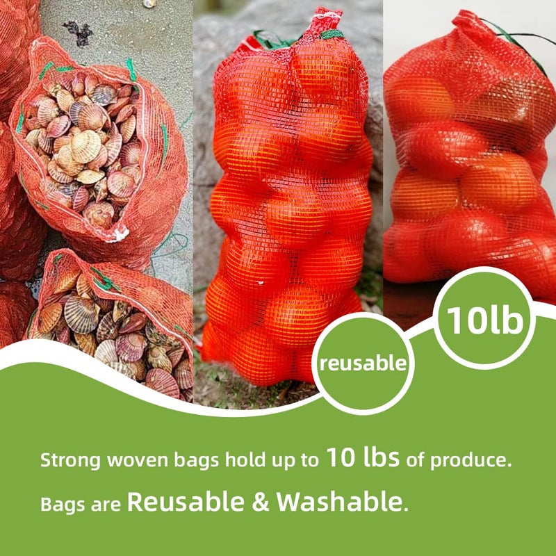 deebree 10 lb Mesh Onion Bags, 11"Ã—18" Mesh Produce Bags Hanging Reusable Breathable Vegetable Storage Net Bag with Drawstring for Onions Potatoes Citrus Crawfish, Red (Pack of 10) - Image 5