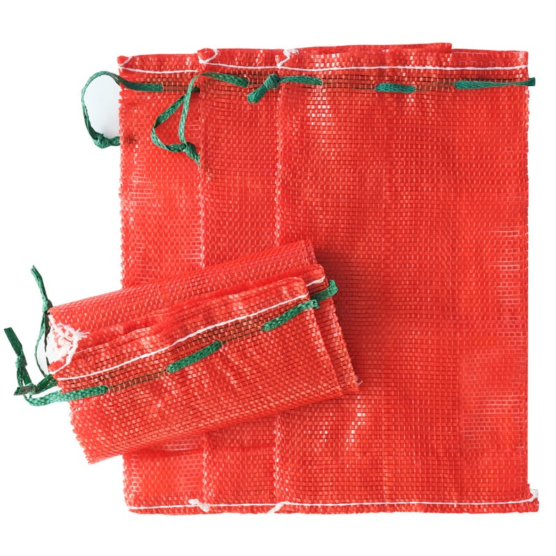 deebree 10 lb Mesh Onion Bags, 11"Ã—18" Mesh Produce Bags Hanging Reusable Breathable Vegetable Storage Net Bag with Drawstring for Onions Potatoes Citrus Crawfish, Red (Pack of 10) - Image 1