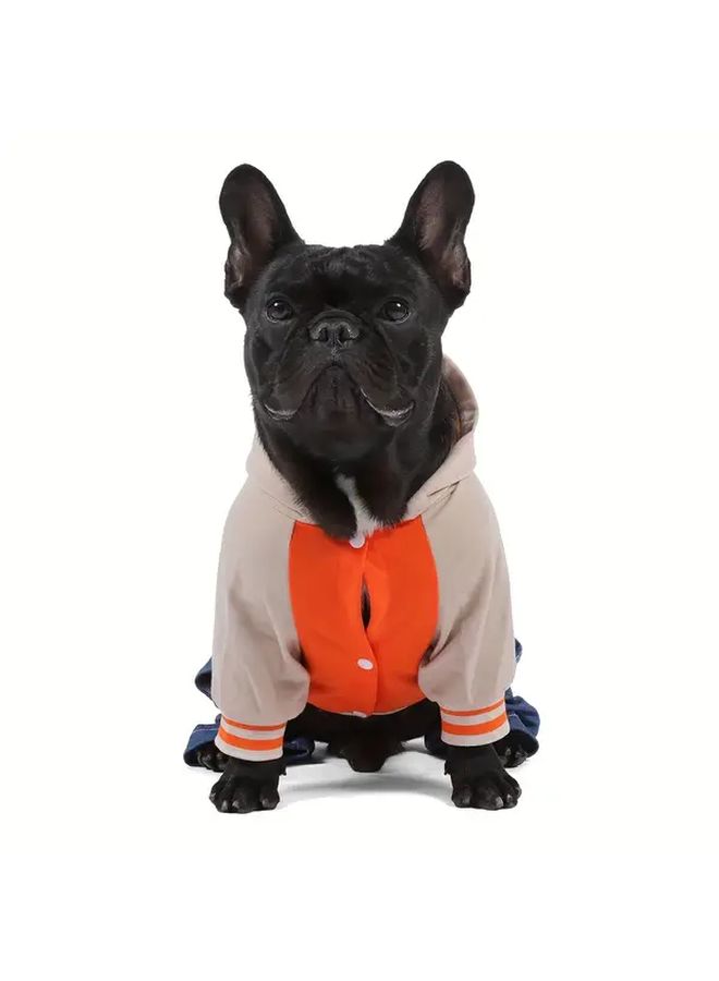 Grey Color Block Dog Hoodie 4 Leg Jumpsuit Pet Apparel Sweatshirt - Image 5