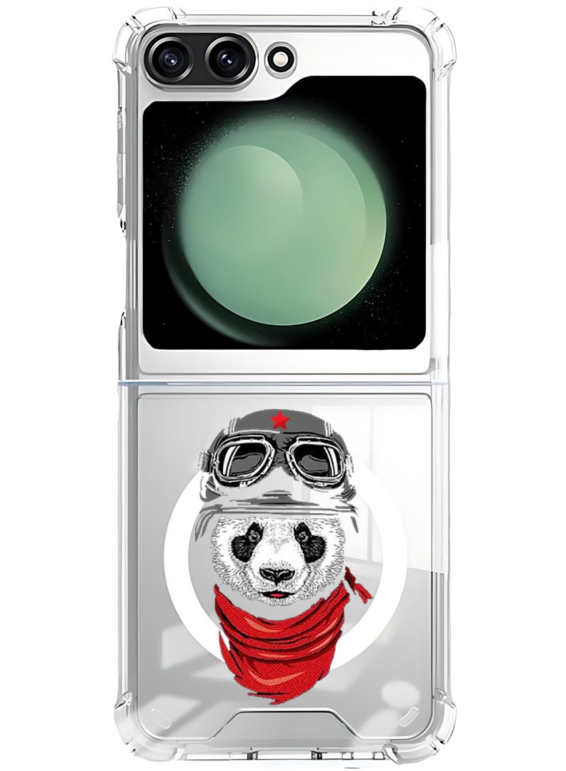 Theodor Magnetic Case for Samsung Galaxy Z Flip 6 Compatible with MagSafe Wireless Charging, Shockproof Phone Bumper Cover Panda - Image 1