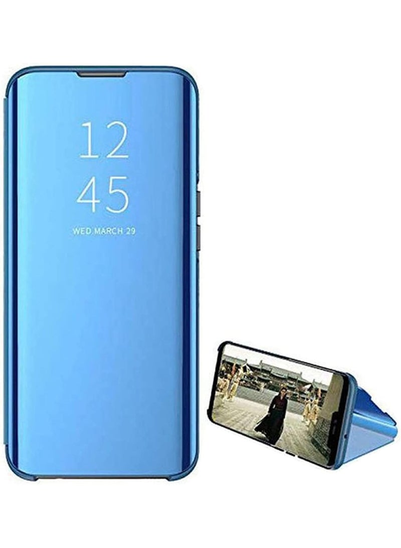 For Oppo A8/A31 Clear View Flip Case , Without Sensor , Stand Watching Position , Mirror Full Protection Cover Compatible With Oppo A8/A31 (6.5") (Blue) - Image 2