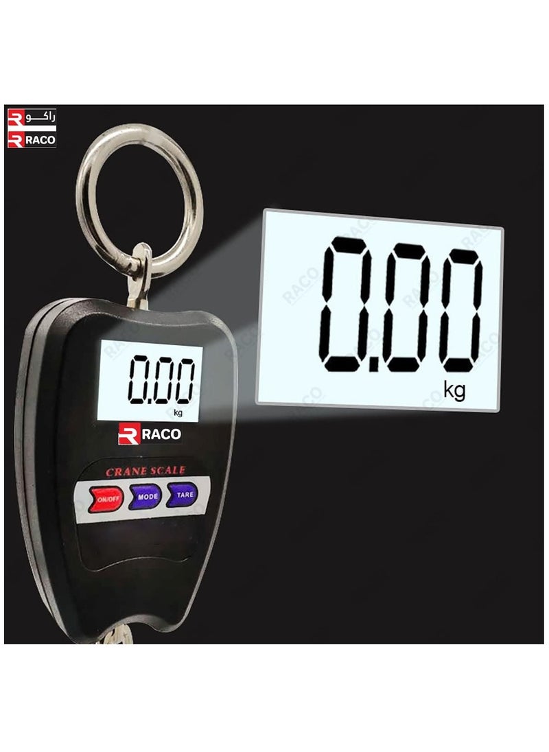 RACO - RACO Digital Mini Crane Scale 100kg/200lbs Weight Measurement with LED Display, Portable Handheld Design, Mini Hook, Ideal for Indoor and Outdoor Use. - Image 1