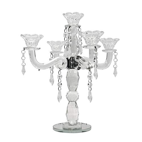 Allgala Crystal Candle Holder 5-Arm Taper Candlestick Crystal Candelabra - Centerpiece for Home Wedding Event and Party Festival - Image 1