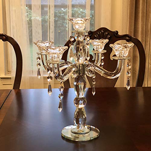 Allgala Crystal Candle Holder 5-Arm Taper Candlestick Crystal Candelabra - Centerpiece for Home Wedding Event and Party Festival - Image 4
