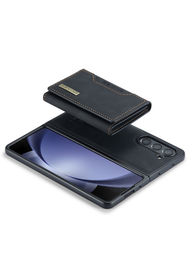 DGMING - Wallet Case for Samsung Galaxy Z Fold 5, DG.MING Premium Leather Phone Case Back Cover Magnetic Detachable with Trifold Wallet Card Holder Pocket (Black) - Image 1