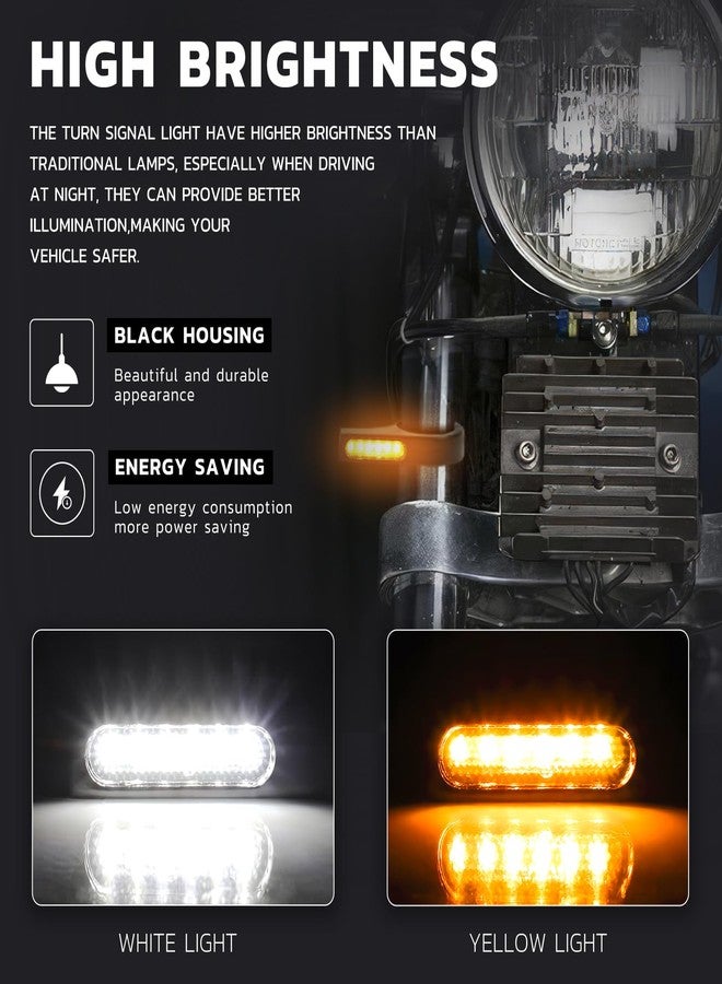 Rich Choices Motorcycle LED Turn Signal Light Indicators 40mm Front Fork Clamp Amber Lamp 12V Compatible with Honda Yamaha Harley Cruiser Bobber Chopper - Image 2