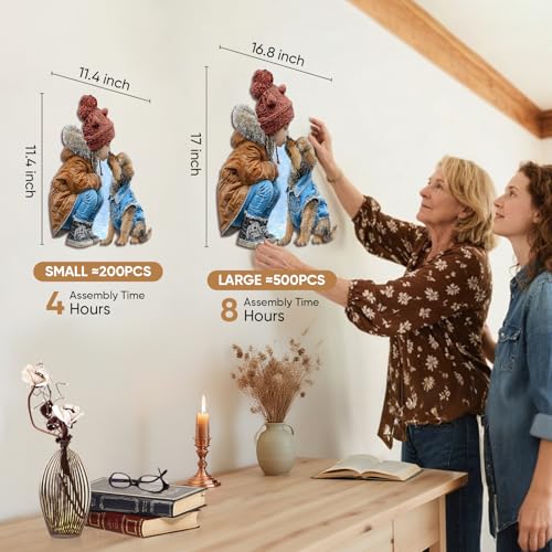MEATRN Wooden Puzzles for Adults Little Girl Kissing Puppy 509 Pcs 168x17 in Cute Animal Wood Jigsaw Puzzle Heartwarming ParentChild Game Birthday Gift for Kids Home Dcor - Image 5