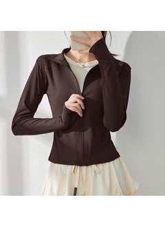 Womens Yoga Suit 2025 Spring New Style Pilates Training Sports Quick Dry Jacket Running Fitness Top All-Weather Training Outerw Distilled coffee