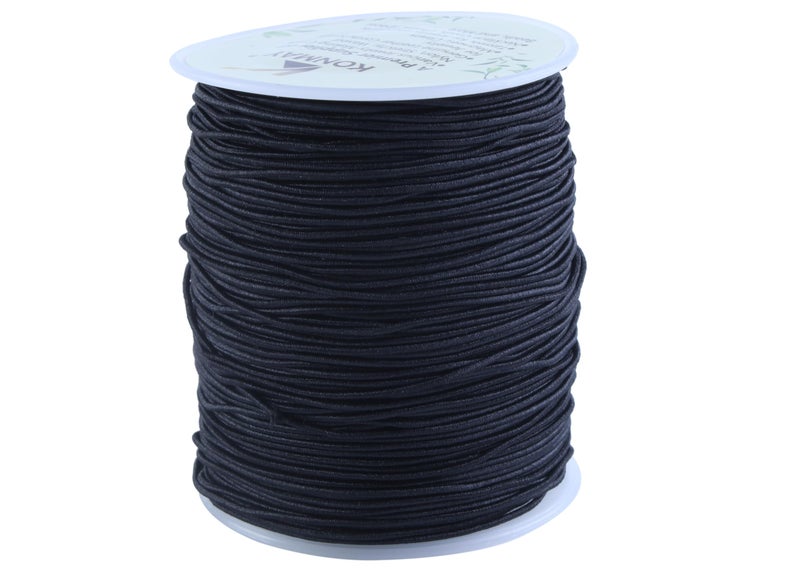 KONMAY 1.0mm Elastic Cord for Jewelry Making, Black Stretch Bracelet String for Pony Beads, Kandi Bracelets, Necklaces & DIY Crafts, 110 Yards - Image 1