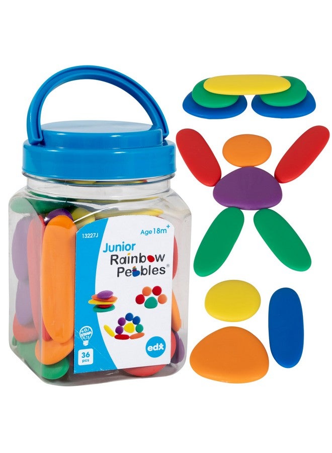 Rainbow Pebbles - Junior - Mini Jar - Ages 18m+ - The Original Sorting and Stacking Stones - First Counting and Sorting Toy - Image 1
