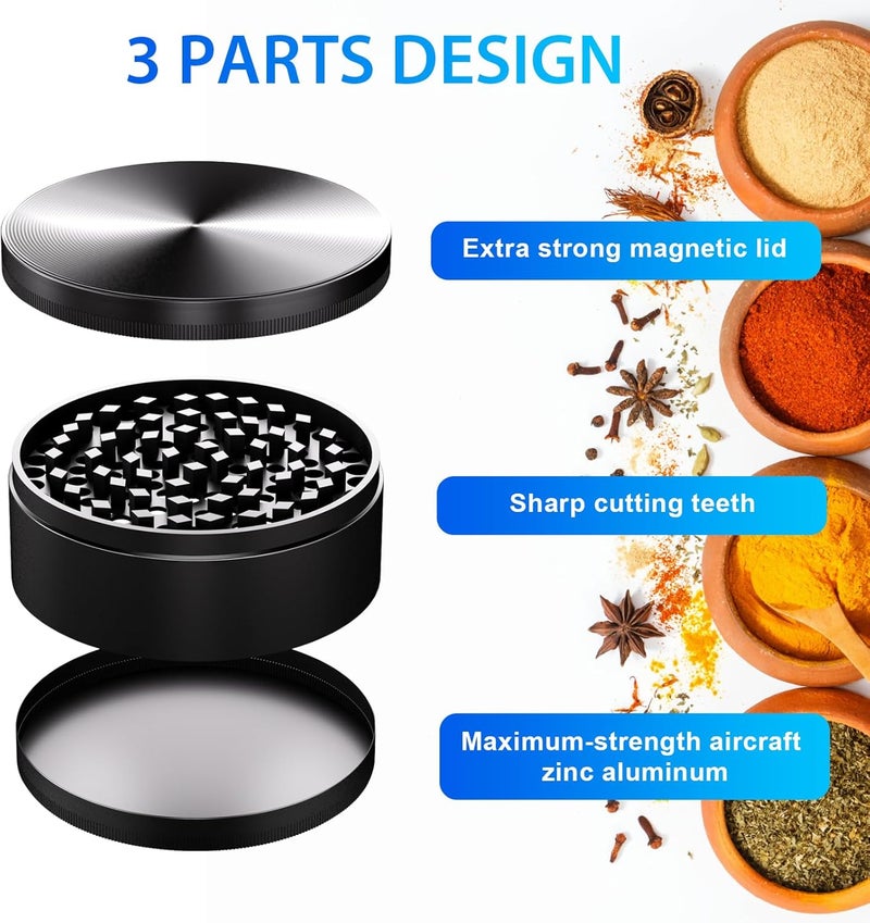 Matoolser 3 Inch Spice Grinder Mills for Kitchen (Black) - Image 3